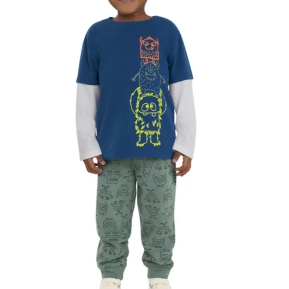 Koala Boys Kids 4-piece Set Sweater Top Pants Monster Jogger Tee Long 3T 18 M - Picture 3 of 16